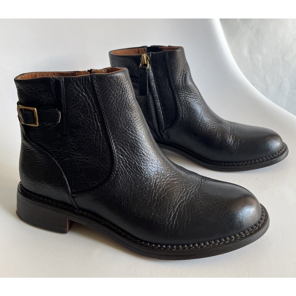 Womens Franco Sarto Hansa Black Leather Zip Ankle Boots Size 5 Excellent